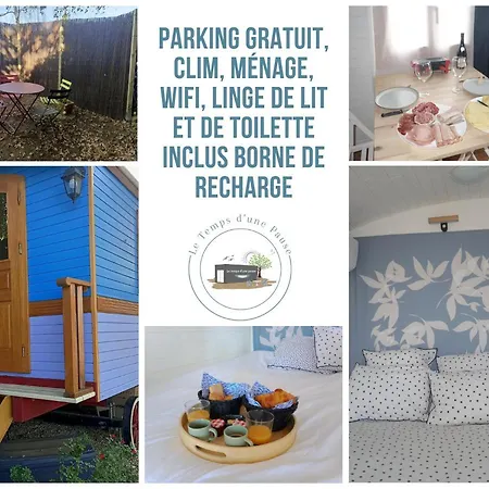 Bed & Breakfast Roulotte Authentique: Beaujolais-view Retreat With Ev Charging *